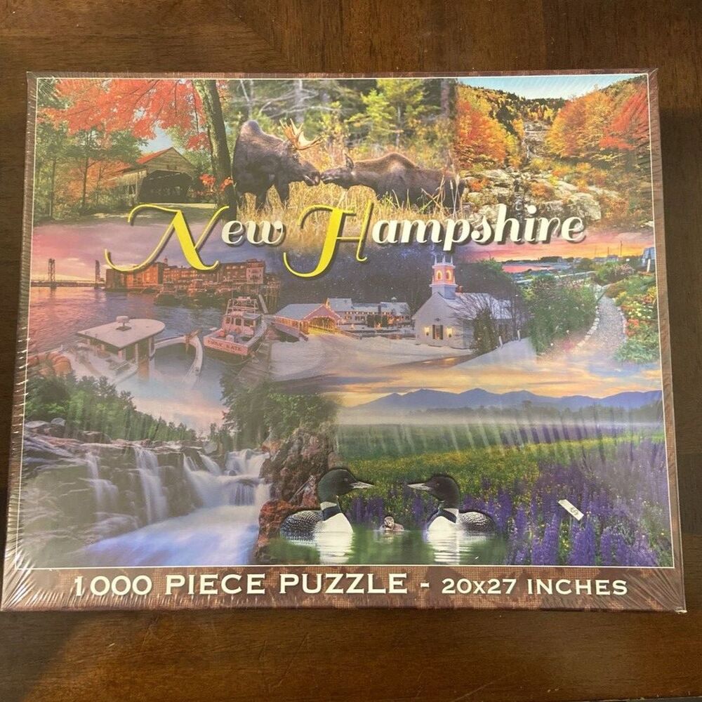 New Hampshire NEW 550 Pc puzzle Moose Covered Bridge Waterway Fence Ship Lightho